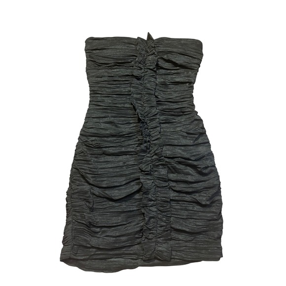 My Michelle Dresses & Skirts - y2k Black Strapless Ruched Ruffle Bodycon Mini Dress Size 3 small bodycon party